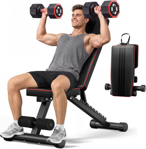 Adjustable Weight Bench for Bench Press, Heavy Duty Stable Workout Bench Foldable Weight Benches for Home Gym, Incline/Decline 90 Degree Bench Exercise Bench