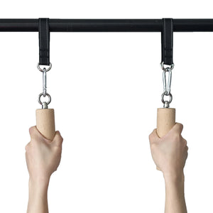 1 Pair Pull up Handle Wooden Grip Strengthener Exerciser Training Tools for Grip Strength Core Workout Rock Climbing Bouldering