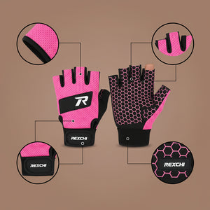 Summer Women Men Silicone Non-Slip Sweat-Proof Breathable Fitness Sports Outdoor Bike Half-Finger Gloves Gym Power Bicycle Glove