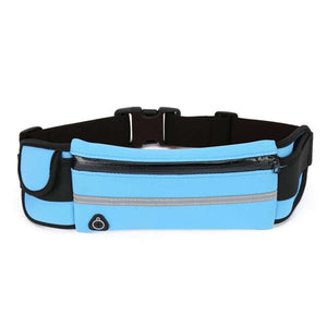 Velocity water-resistant sports running belt and fanny pack - full product view blue