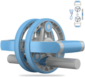 Gym training abdominal wheel set with pull strap - side view