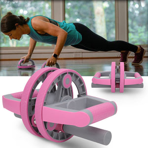 Abdominal wheel with pull strap for core and ab workout training