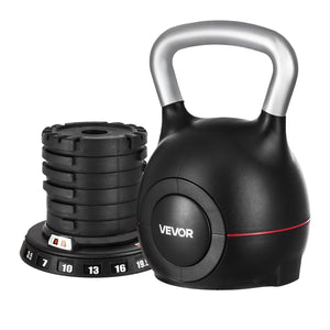 Kettlebell, Adjustable Kettlebell with 7 Weight Levels (3.5, 7, 10, 13, 16, 19.5, 22.5 Lbs), Die-Cast Aluminum and ABS Material, for Grip Strength Training, Full-Body Workout & Cross-Training
