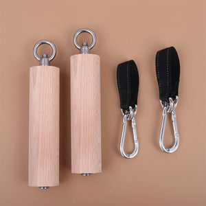 1 Pair Pull up Handle Wooden Grip Strengthener Exerciser Training Tools for Grip Strength Core Workout Rock Climbing Bouldering