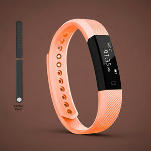 Smart Fit activity tracker and smart watch - full product view with an extra band orange in color