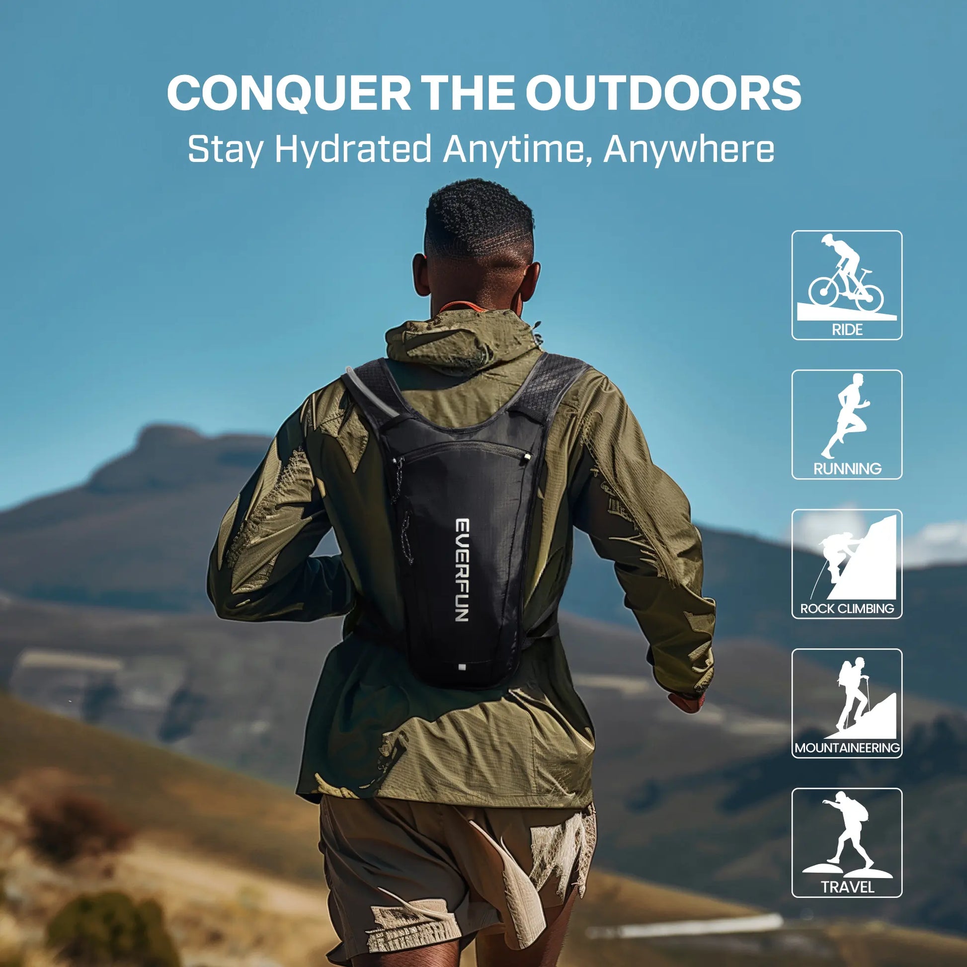 Everfun Hydration Backpack - Small Running & Hiking Vest Backpack with 1.5L Water Bladder for Outdoor Activities