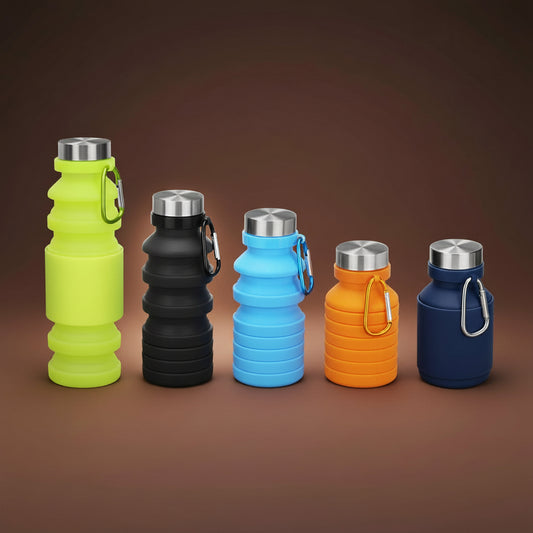Close-up of leak proof twist cap on collapsible water bottle