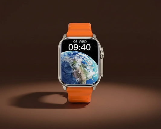 Orange sport band smart watch with HD screen for fitness tracking