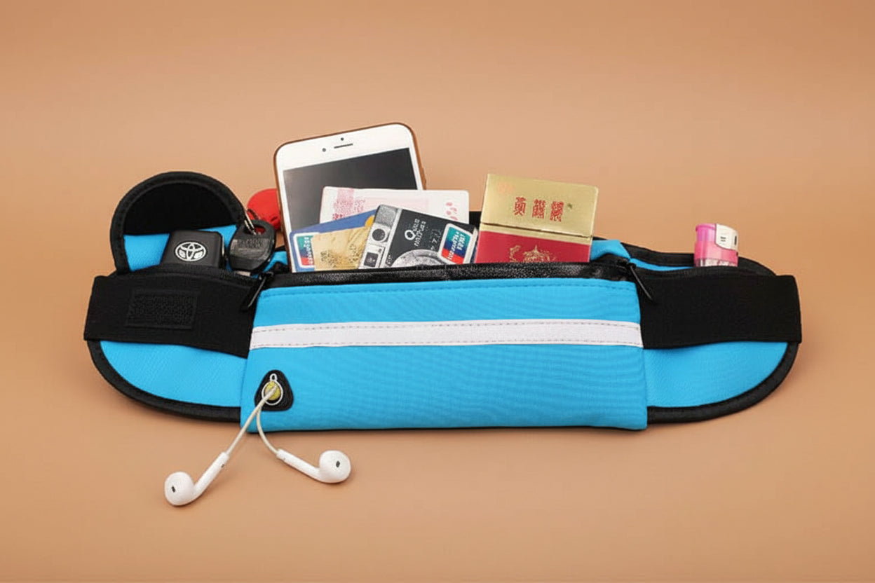Running belt fanny pack with phone and keys storage