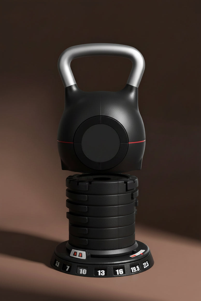 Kettlebell, Adjustable Kettlebell with 7 Weight Levels (3.5, 7, 10, 13, 16, 19.5, 22.5 Lbs), Die-Cast Aluminum and ABS Material, for Grip Strength Training, Full-Body Workout & Cross-Training