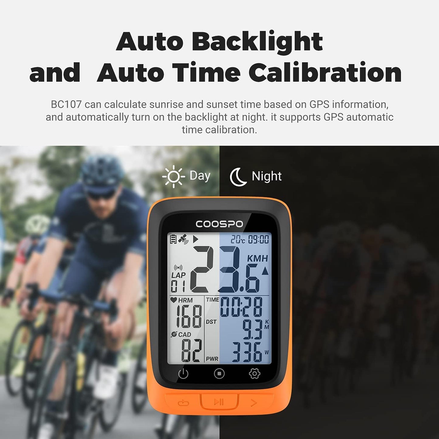 Bike Computer Wireless GPS, Cycling Computer GPS Bike Tracker with Bluetooth/Ant+, Waterproof Bicycle Computer GPS Speedometer with Auto Backlight, 2.4 Inch LCD Display