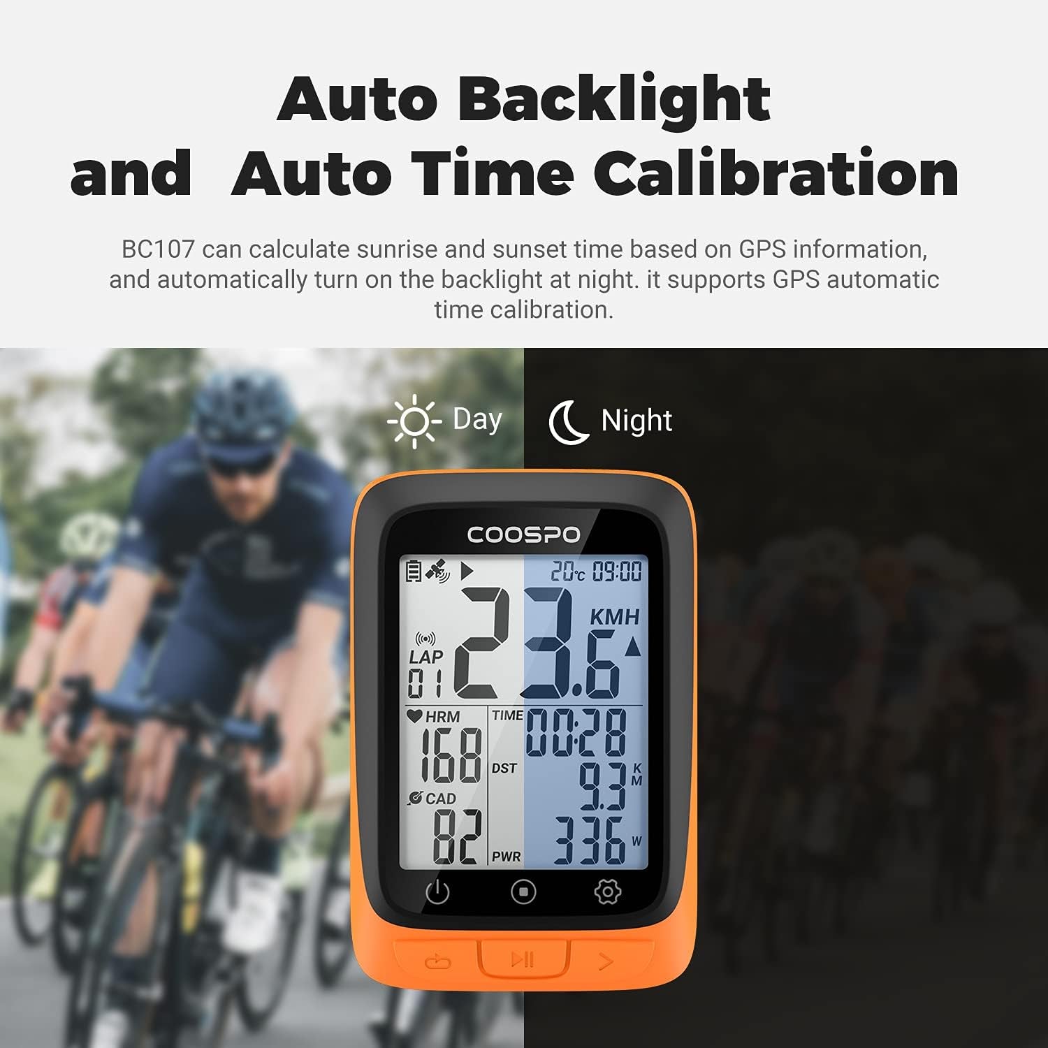 Bike Computer Wireless GPS, Cycling Computer GPS Bike Tracker with Bluetooth/Ant+, Waterproof Bicycle Computer GPS Speedometer with Auto Backlight, 2.4 Inch LCD Display