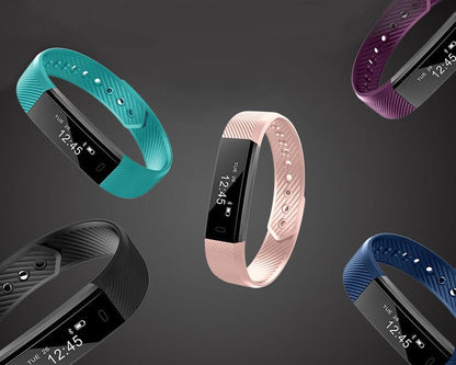 Slim activity trackers in multiple band colours