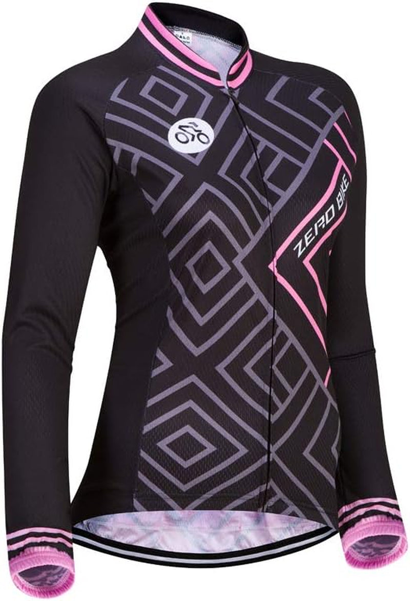 Cycling Jersey Women Long Sleeve Bike Shirts Jacket Breathable Bicycle Clothing Biker Tops Cyclist Apparel with Pockets