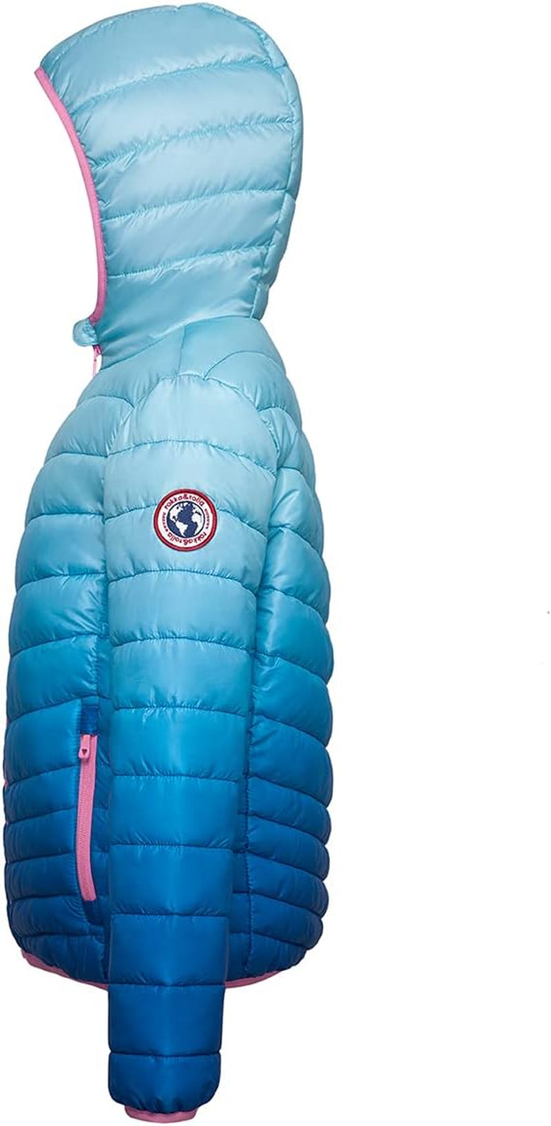 Girls' Reversible Lightweight Puffer Jacket Hooded Water-Resistant Winter Coat