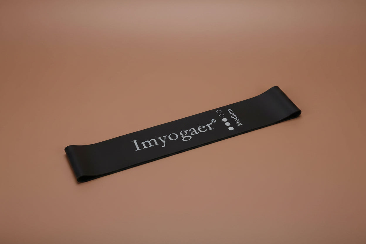 Black resistance band, flat lay product shot