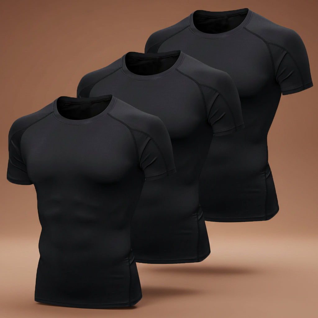 3 Pack Men'S Short Sleeve Tee Sport Compression Shirts, Casual Breathable Sweat Absorbent T-Shirt for Gym Workout Running, Men'S Sportswear for Summer