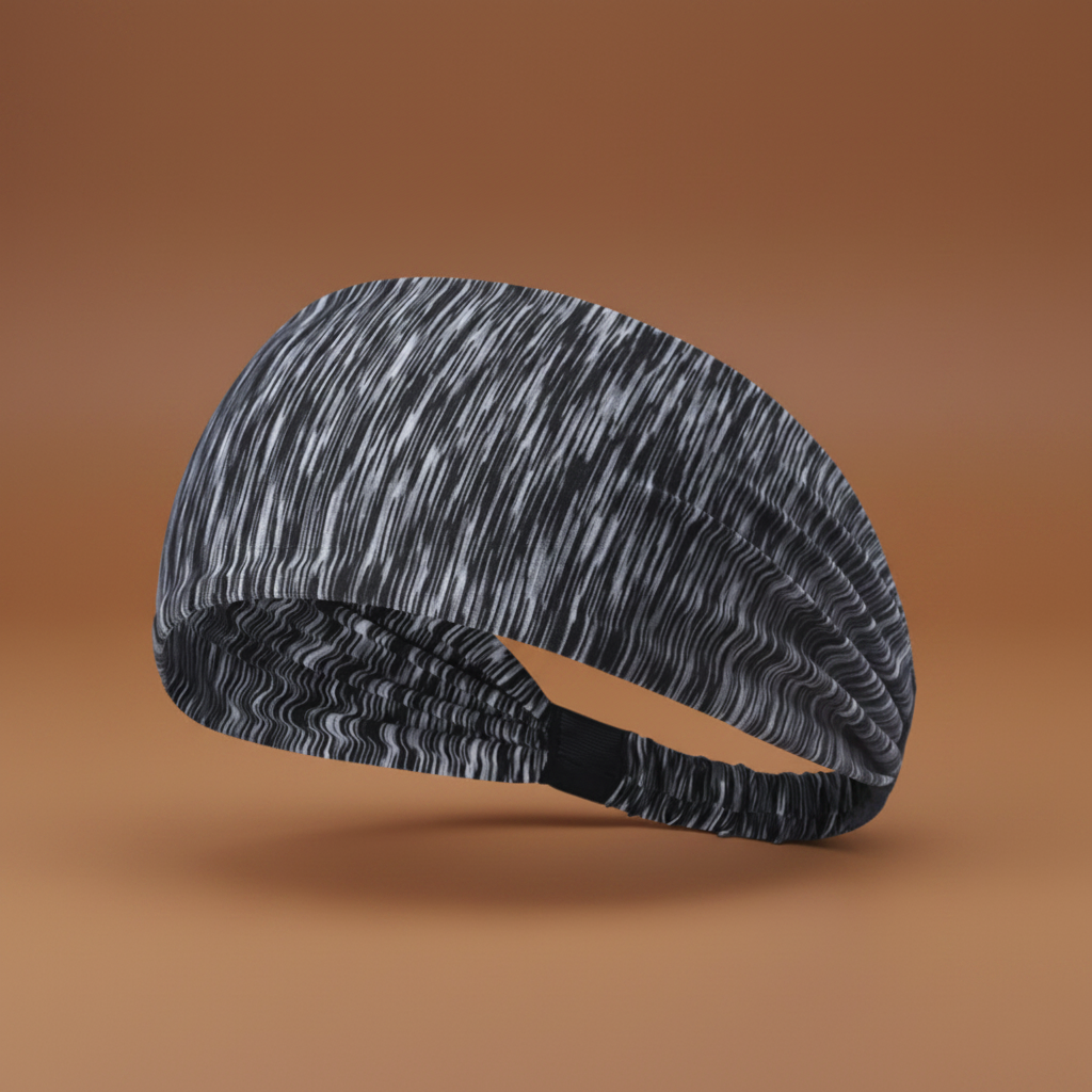 Grey extra-wide sport headband, product shot