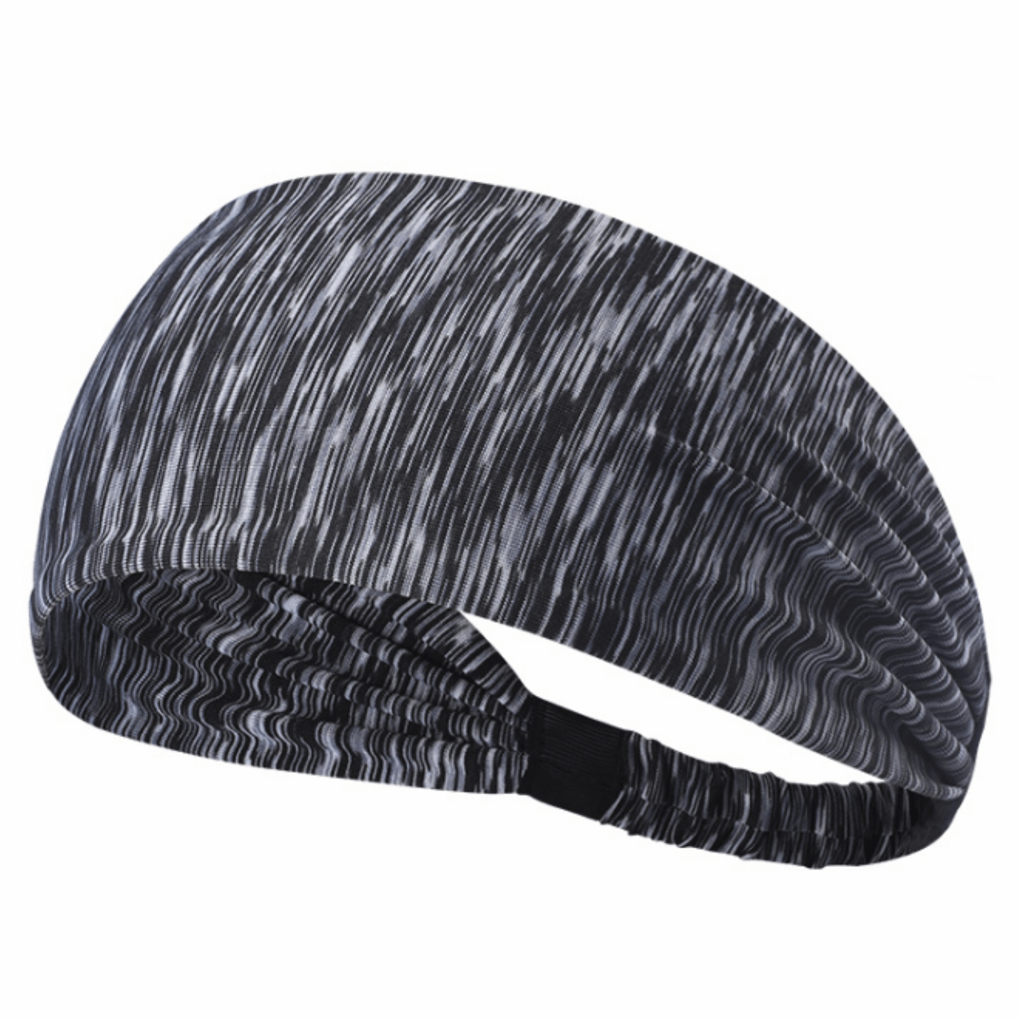 Wide sweat-wicking sport headband for all athletic activities - full view black
