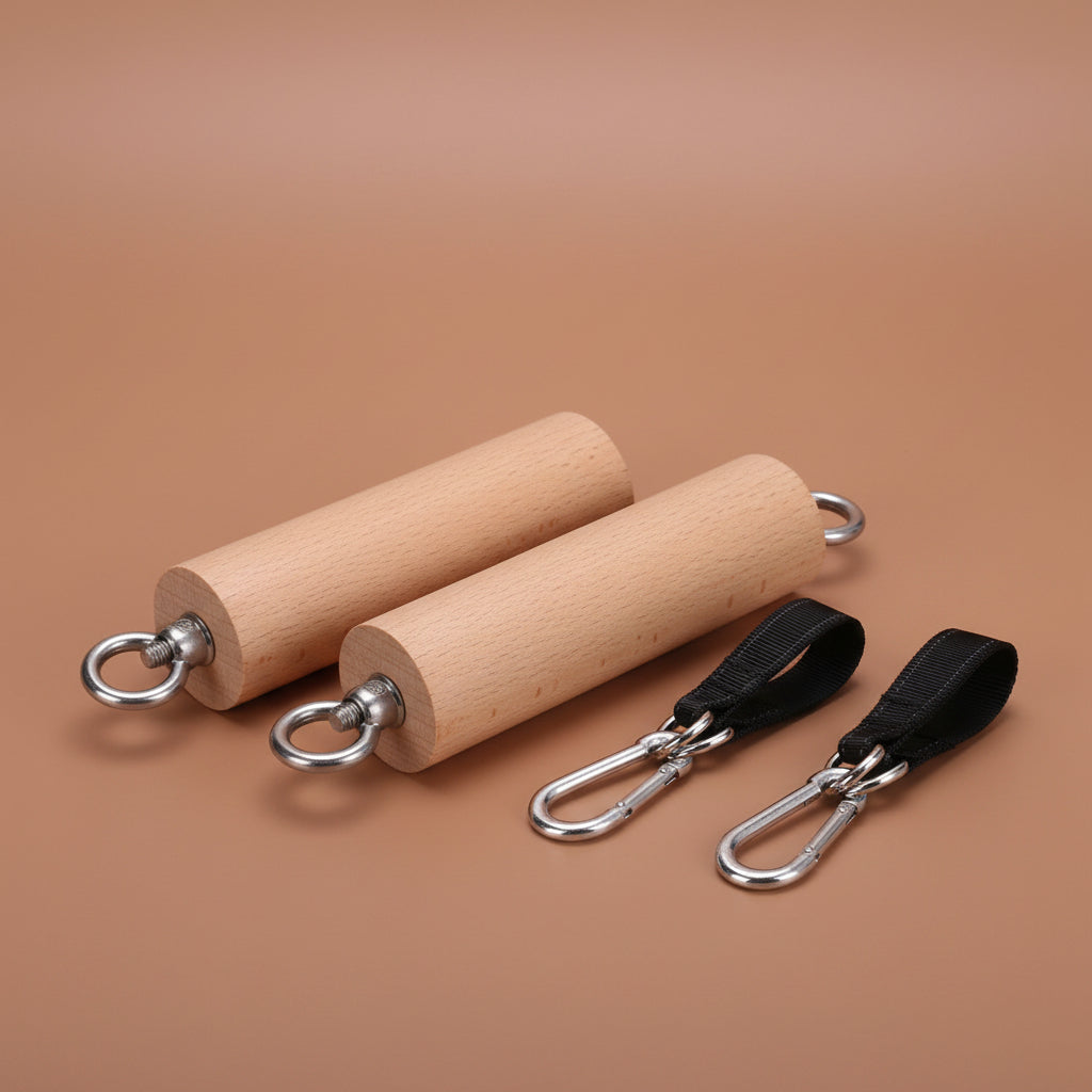 1 Pair Pull up Handle Wooden Grip Strengthener Exerciser Training Tools for Grip Strength Core Workout Rock Climbing Bouldering