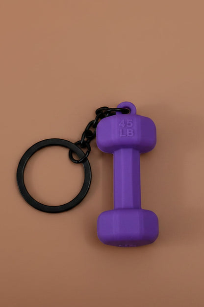 Purple dumbbell-shaped keychain