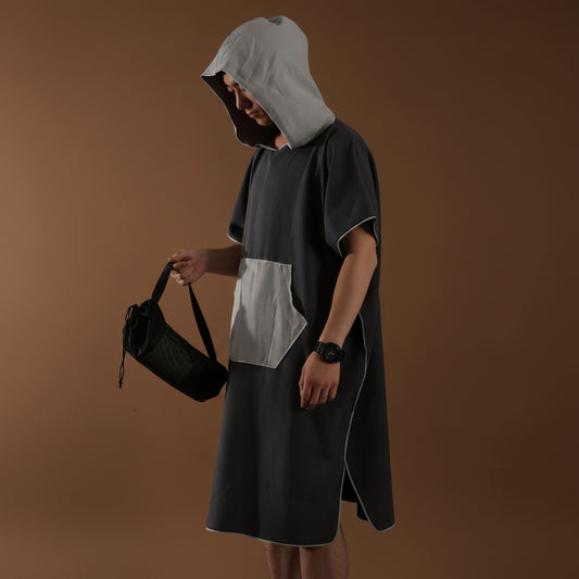 Microfiber Wetsuit Changing Robe Poncho with Hood Quick Dry Hooded Towels for Swim Beach & Pool Compact & Lightweight Swim Towel