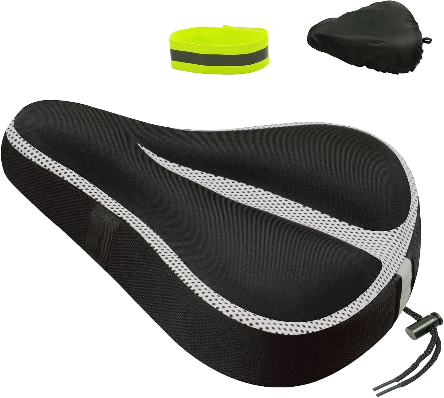 Gel Bike Seat Cover Padded Bicycle Saddle Covers for Women & Men, Most Comfortable Exercise Bike Seat Cushion Cover, Soft for Spin Indoor Outdoor Cycling Class Mountain Stationary Bikes