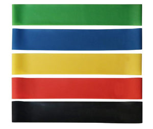 Stretch and pull-up resistance bands in use during yoga workout