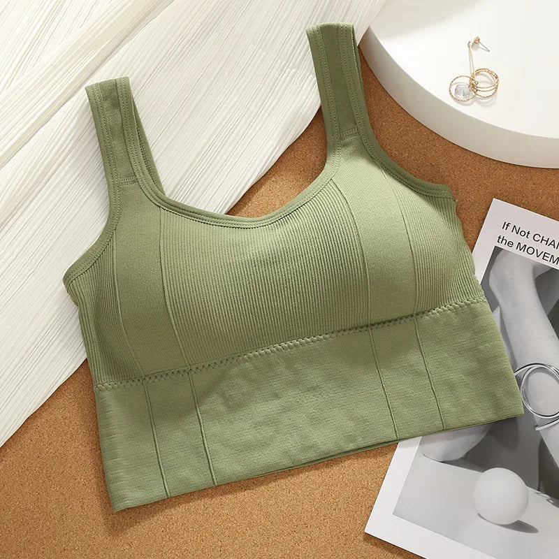 Women Seamless Sports Bra Breathable Fitness Crop Top Beautiful Back Push up Underwear Slim Elastic Sleeveless Vest