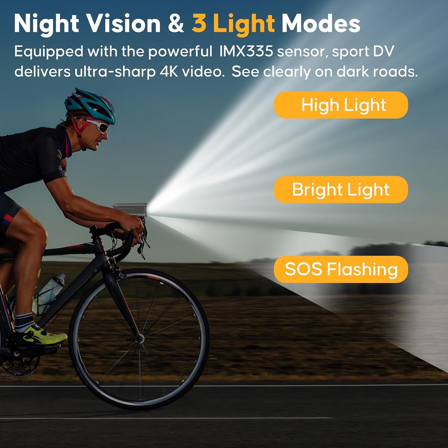 Action Camera for Bike 4K 30Fps with GPS Tracker, Bicycle Dash Cam | IP65 Waterproof, Anti-Shake Sport DV, Wireless Motorcycle Cycling Speedometer and Odometer, Free 64G Card, Computer with APP