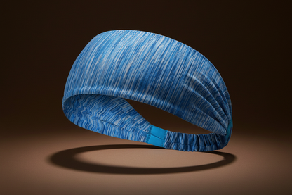 Blue patterned extra-wide fabric headband