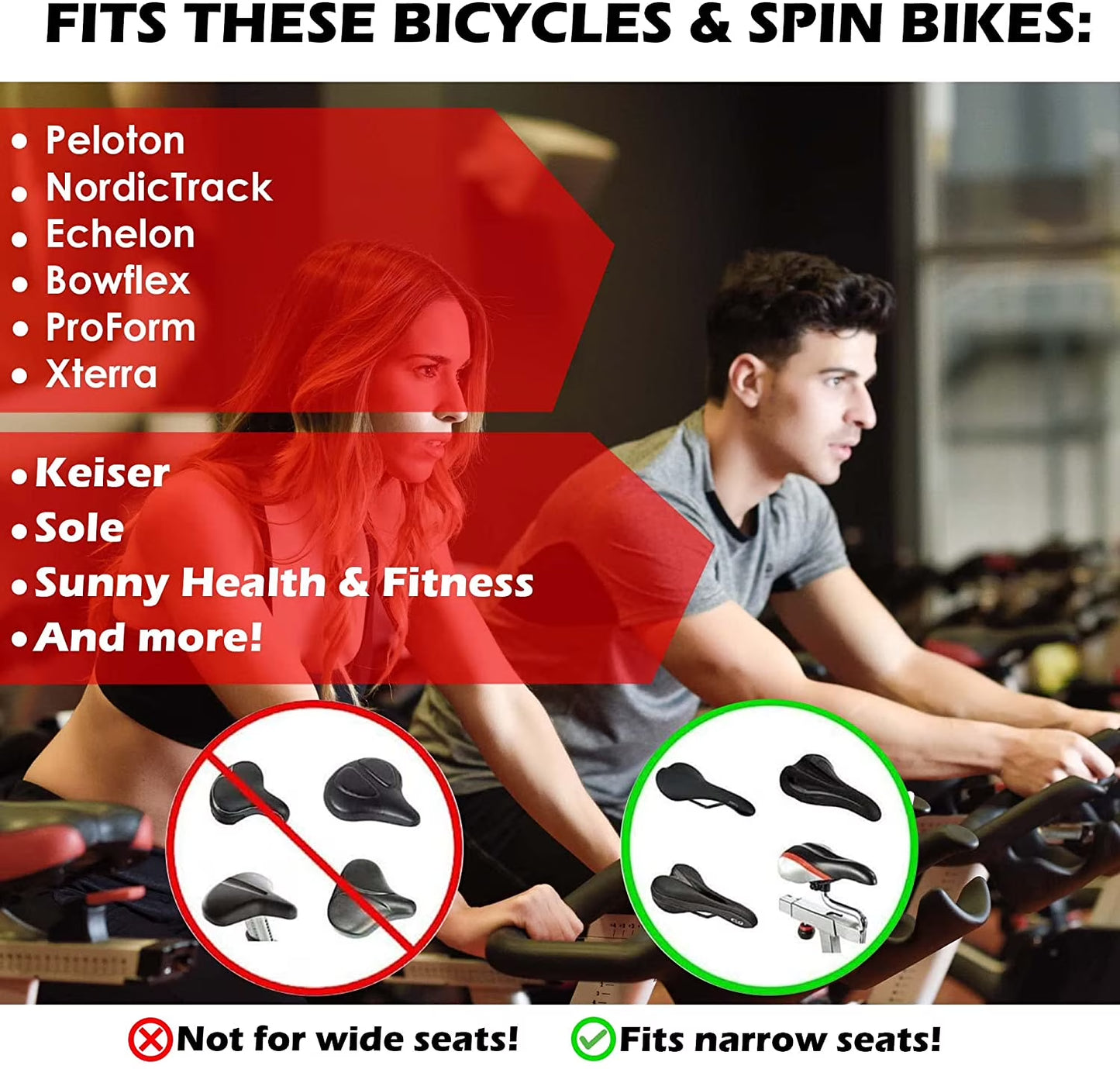 Gel Bike Seat Cushion Cover for Indoor & Outdoor Bikes, 10.5 X 7 In