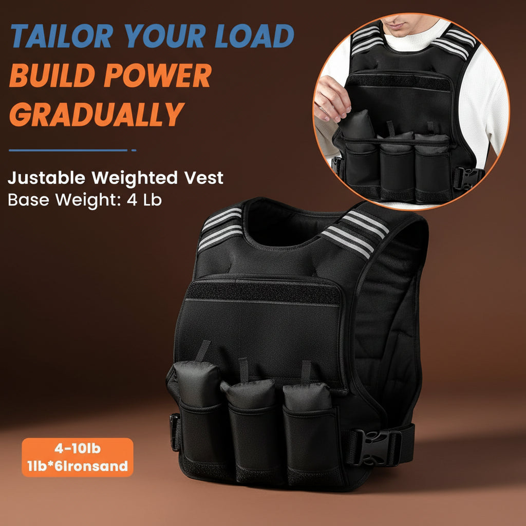 Woman wearing weighted vest during outdoor workout training