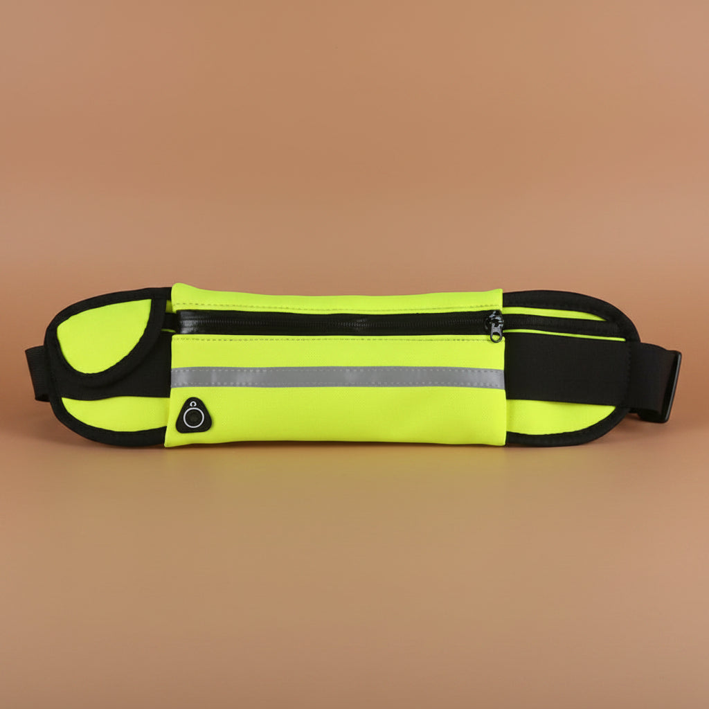 Velocity water-resistant sports running belt and fanny pack - full product view green

