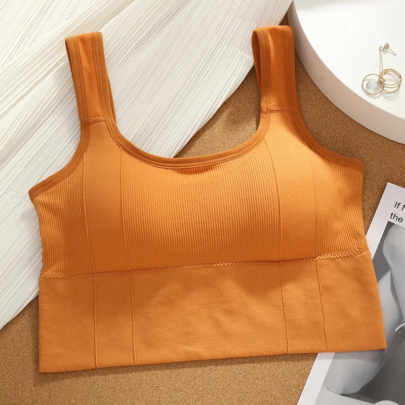 Women Seamless Sports Bra Breathable Fitness Crop Top Beautiful Back Push up Underwear Slim Elastic Sleeveless Vest
