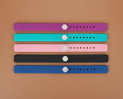 Activity tracker bands in a range of colours