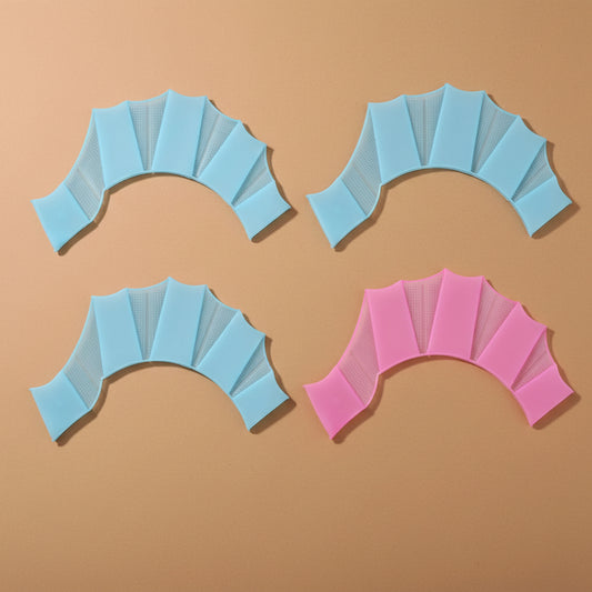 AquaWeb webbed silicone swim gloves in blue and pink