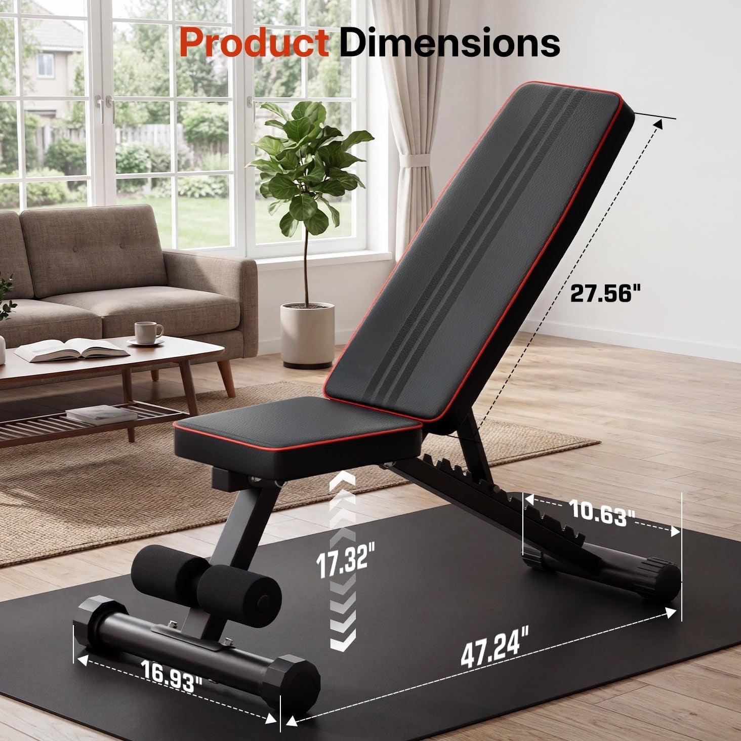 Adjustable Weight Bench for Bench Press, Heavy Duty Stable Workout Bench Foldable Weight Benches for Home Gym, Incline/Decline 90 Degree Bench Exercise Bench
