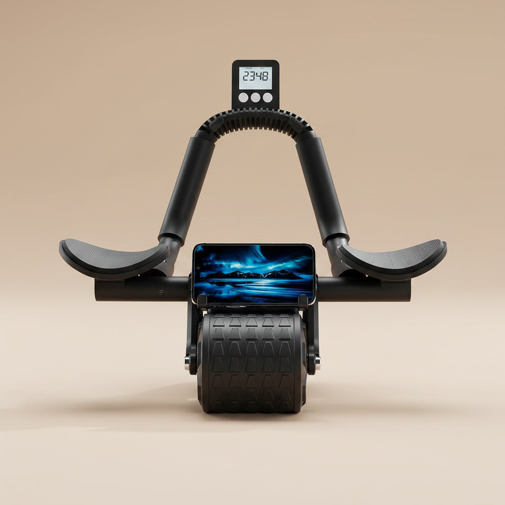 Elbow Support Automatic Rebound Abdominal Wheel Core Muscle Ab Trainer with Counter Display Fitness Exercise Roller Wheel