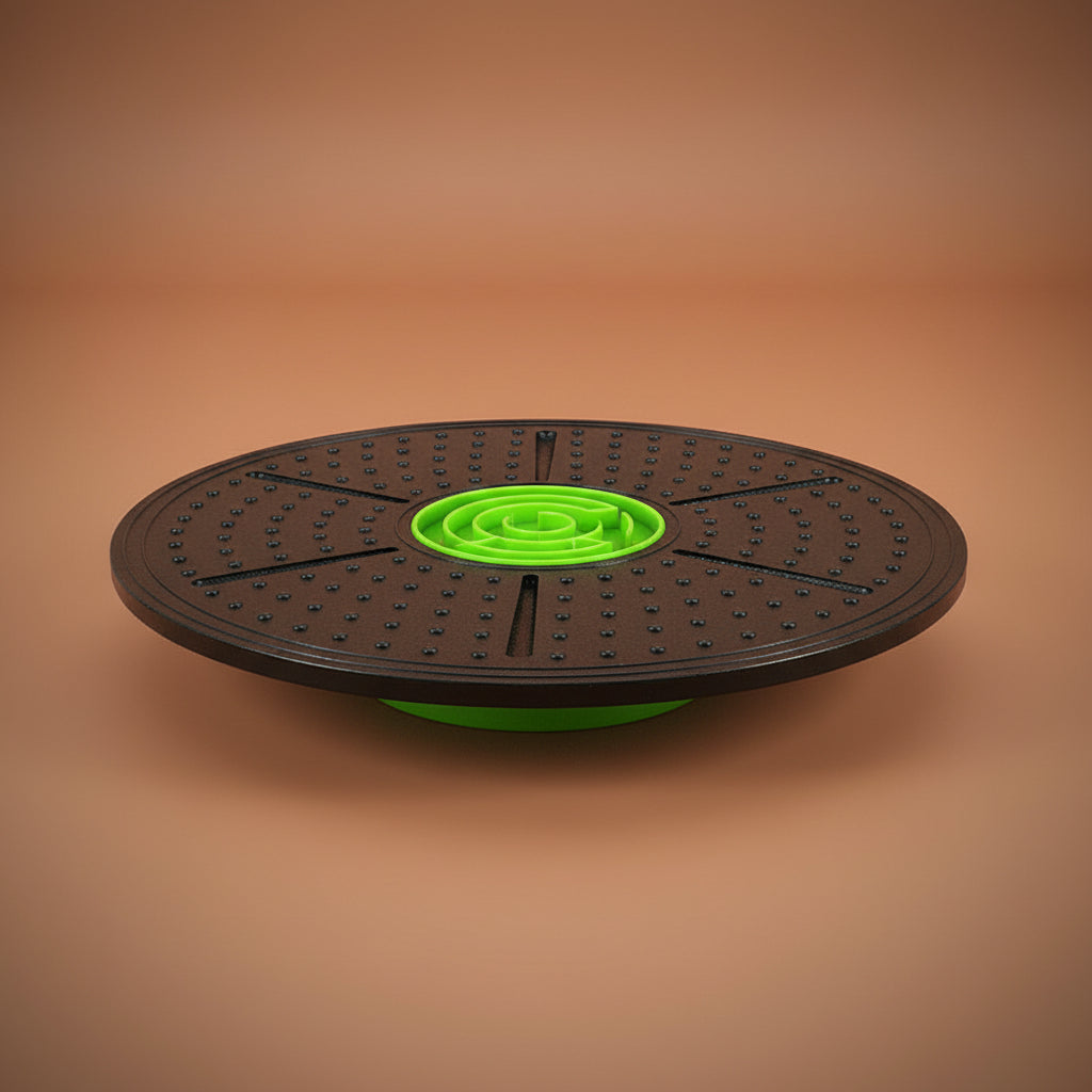 Balance board with textured non-slip surface, top view