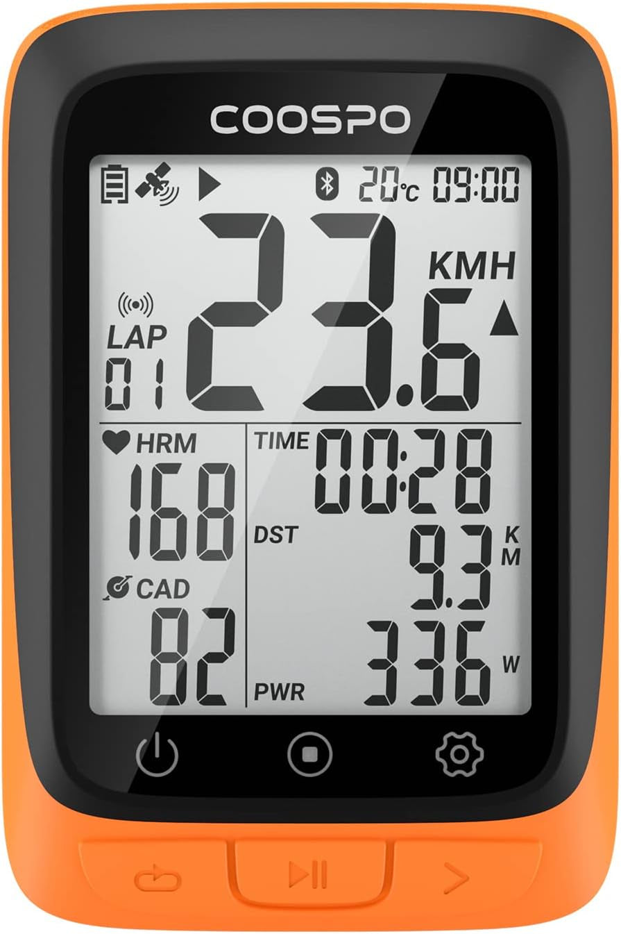 Bike Computer Wireless GPS, Cycling Computer GPS Bike Tracker with Bluetooth/Ant+, Waterproof Bicycle Computer GPS Speedometer with Auto Backlight, 2.4 Inch LCD Display