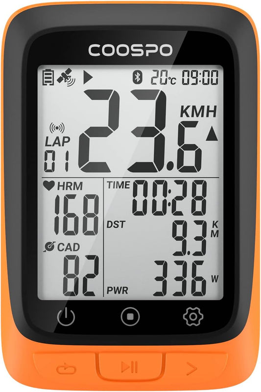 Bike Computer Wireless GPS, Cycling Computer GPS Bike Tracker with Bluetooth/Ant+, Waterproof Bicycle Computer GPS Speedometer with Auto Backlight, 2.4 Inch LCD Display