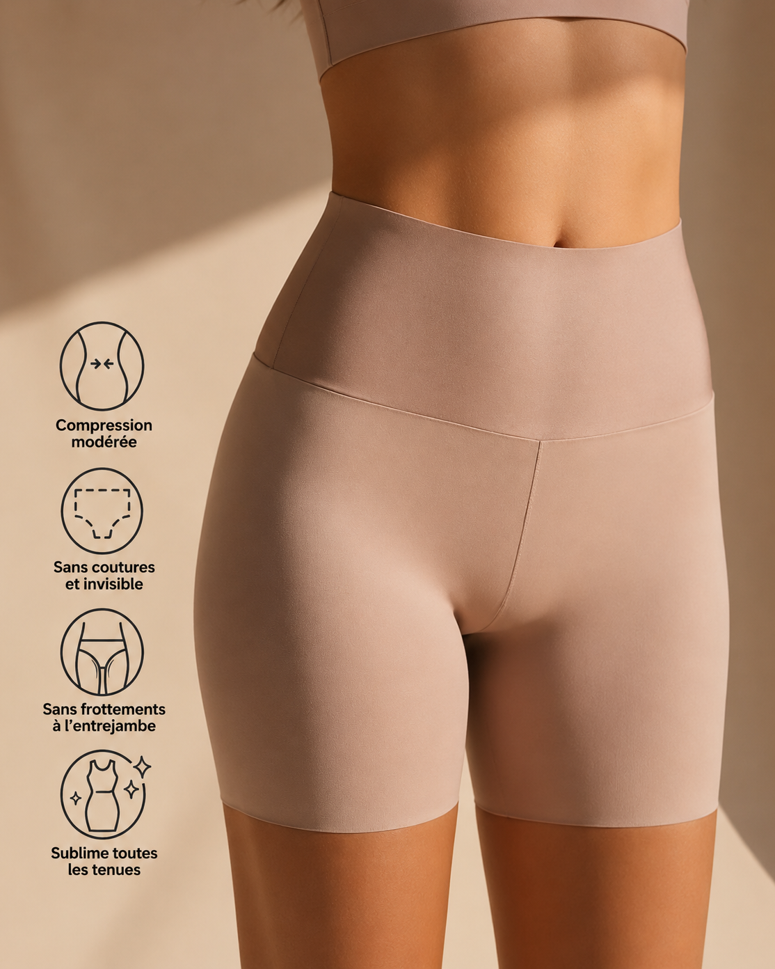 SOYA Sculpt shaping shorts fabric and label detail