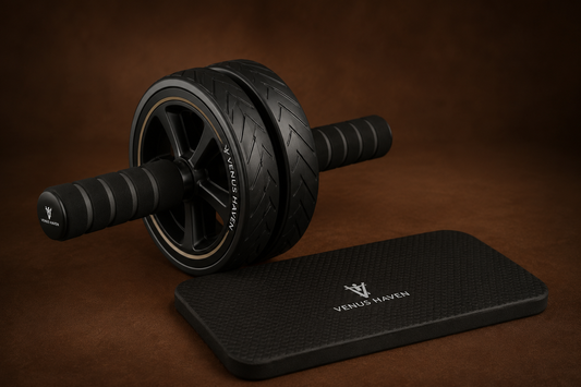 Double wheel ab roller with EVA knee pad
