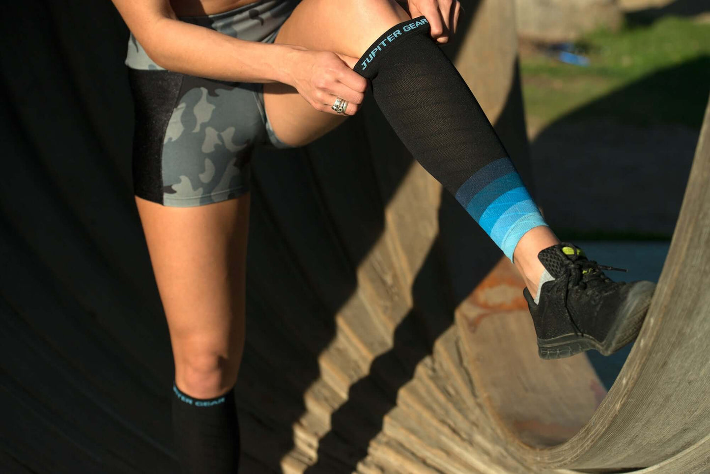 Compression calf and leg sleeve for endurance running and gym