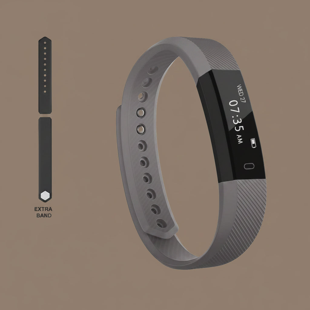 Smart Fit activity tracker and smart watch - full product view with an extra band grey in color