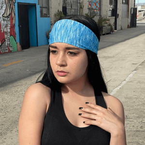 Extra-wide sport headband with sweat-wicking fabric - side view