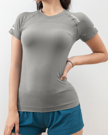 Grey fitted short-sleeve sports T-shirt