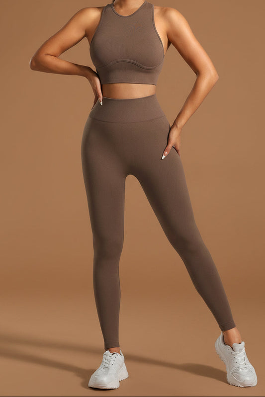  seamless yoga set crop top and leggings for women