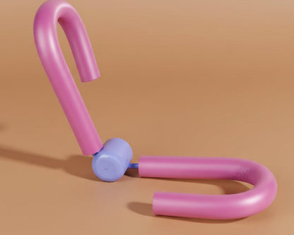 Pink padded exercise flexor with a blue spring hinge